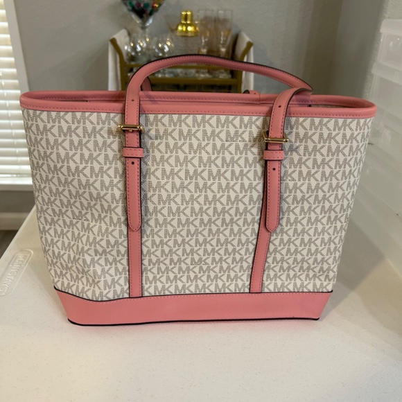 Michael Kors Jet set travel Sm Logo Top Zip Tote Primrose Pink NWT - Picture 5 of 16